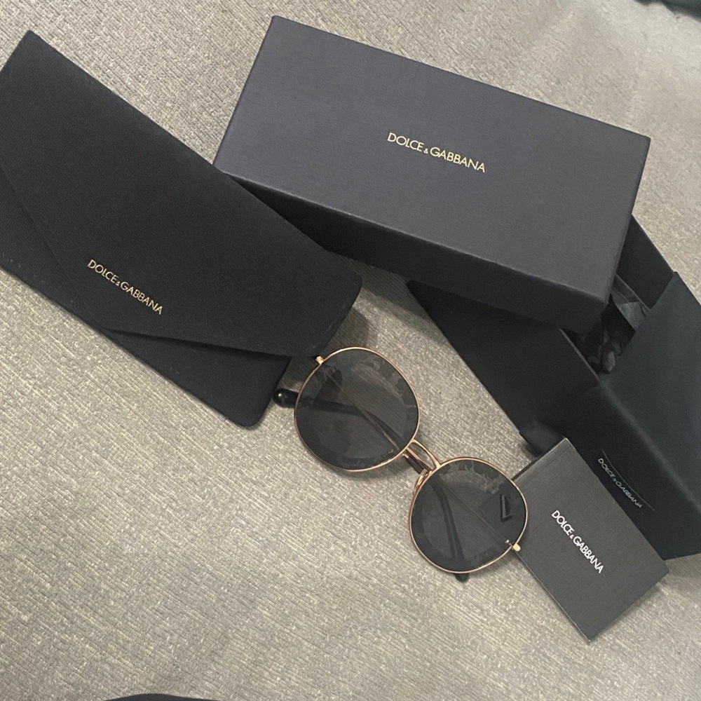 Dolce & Gabbana Gold Sunglasses with Black Lenses